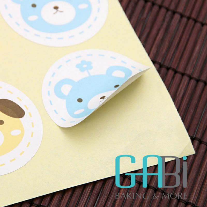 Sticker tròn hình thú (12 tem/bảng)