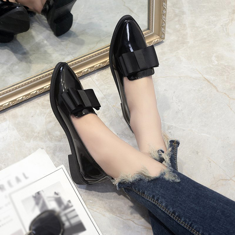 Giày búp bê lười đế bệt đính nơ phong cách Hàn Quốc công sở hợp thời trang cho nữ kích thước 35-41