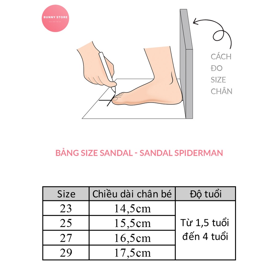 Giày sandal cho bé hình Spiderman cá tính đế mềm chống trượt size từ 14 đến 18cm BUNNY STORE BN04