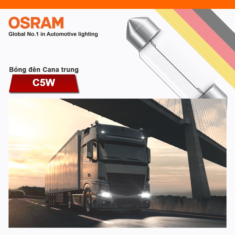 [Mã BMBAU50 giảm 10% đơn 99k] Combo 10 Bóng Đèn Cana Trung OSRAM Original C5W 24V 5W Nhập Khẩu Chính Hãng