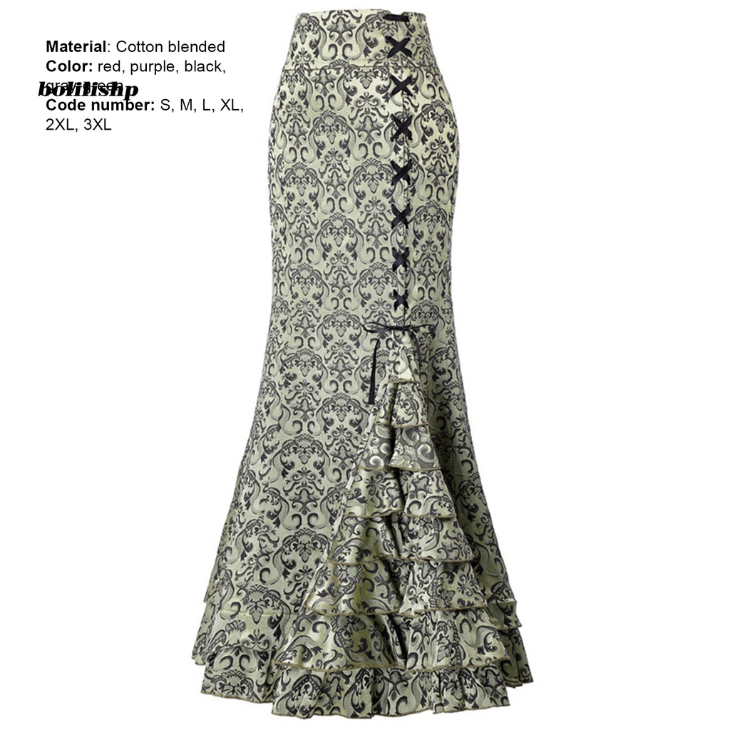 Chân Váy Đuôi Cá Vải Jacquard Phong Cách Punk Vintage Dự Tiệc