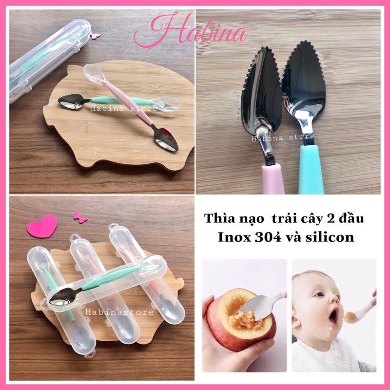 Thìa nạo hoa quả 2 đầu cho bé ăn dặm