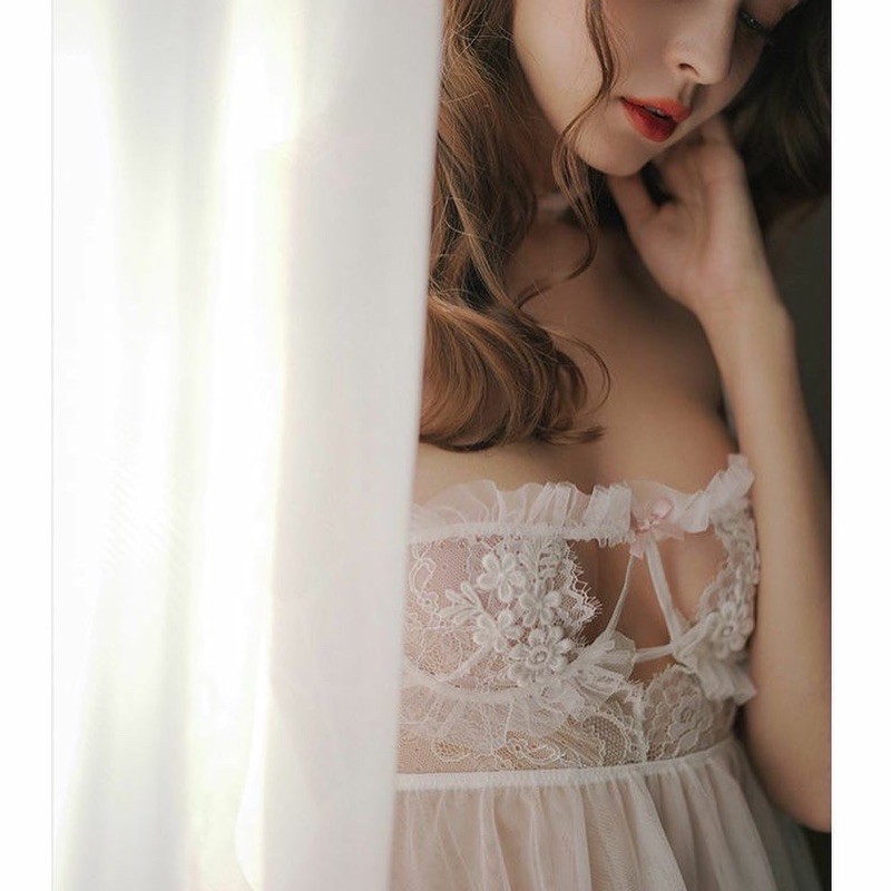 Váy Ngủ Hoa Voan Trắng Cao Cấp - Mini Dress Flower | Set Ngủ Gợi Cảm | Nội Y Sexy | BigBuy360 - bigbuy360.vn