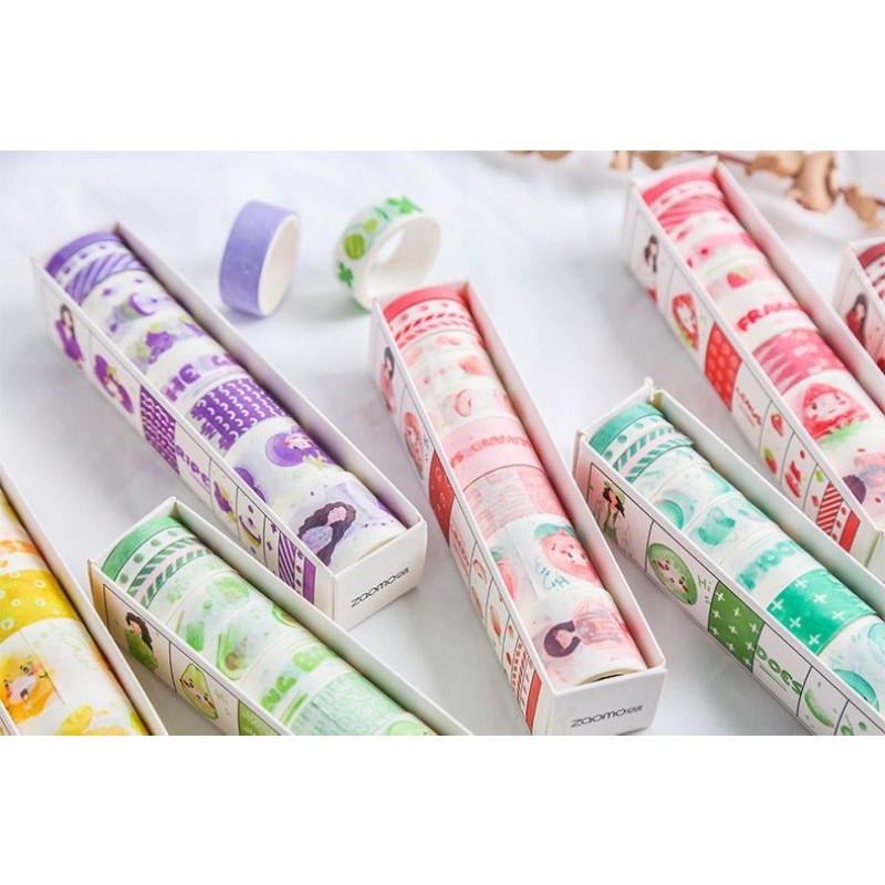 Set 10 cuộn băng dính washi tape trang trí sổ