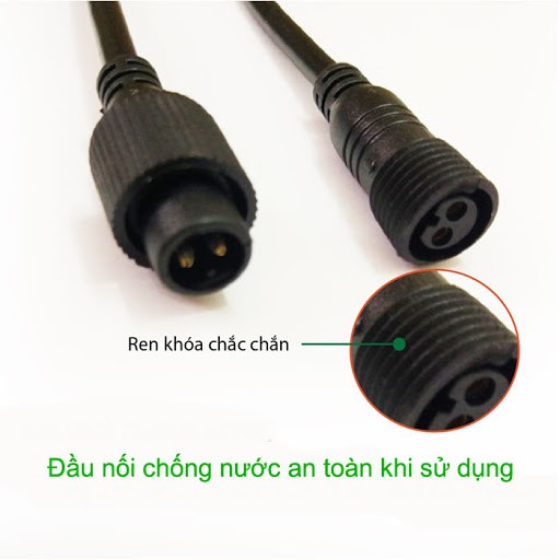 Dây nối dài 5M cho đèn Năng Lượng Mặt Trời - Dây to loại tốt - Loại cắm 2 lỗ - Ren gài khóa chống nước Ip67