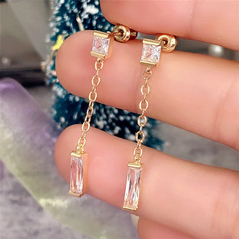 Khuyên Tai Dạng Chuỗi Đính Đá Zircon Đơn Giản Thời Trang