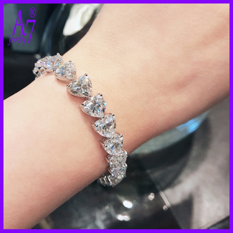 Vòng đeo tay mạ bạc 925 hình trái tim xinh xắn cho nữ