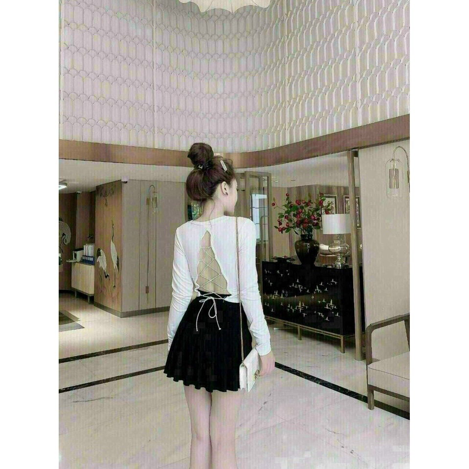 áo thun nữ kiểu đan đây sau lưng , dáng croptop có may kèm mút ngực, phom từ 38-55 ký vừa RE dep