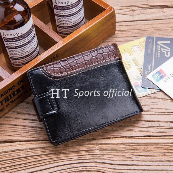 Bóp ví nam mini PILUSI HT Sports da cao cấp, mềm mại nhỏ gọn đựng tiền thẻ thời trang sang trọng đẳng cấp