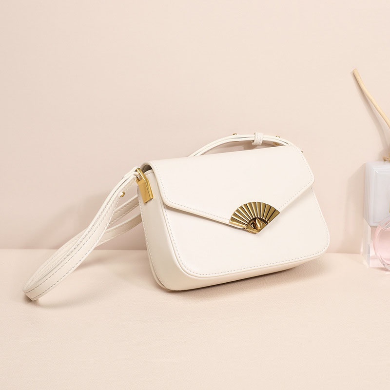 Túi Đeo Vai Một Bên Vai Có Khóa Hình Quạt Phong Cách niche Cổ Điển Dành Cho Bạn Nữ