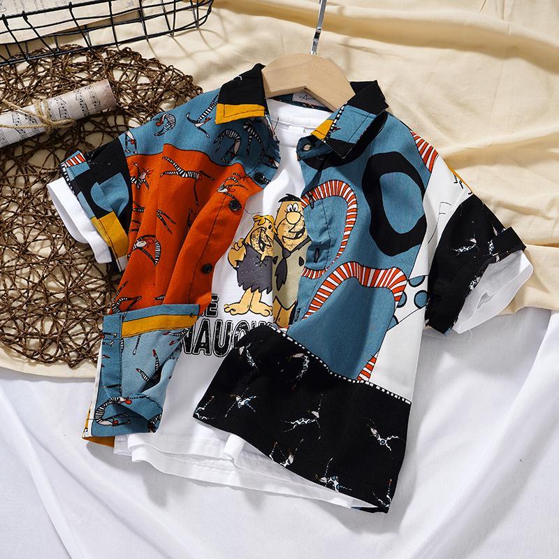 Áo Sơ Mi Tay Ngắn Thoải Mái Phong Cách Phương Tây Thời Trang Mùa Hè Cho Bé Trai