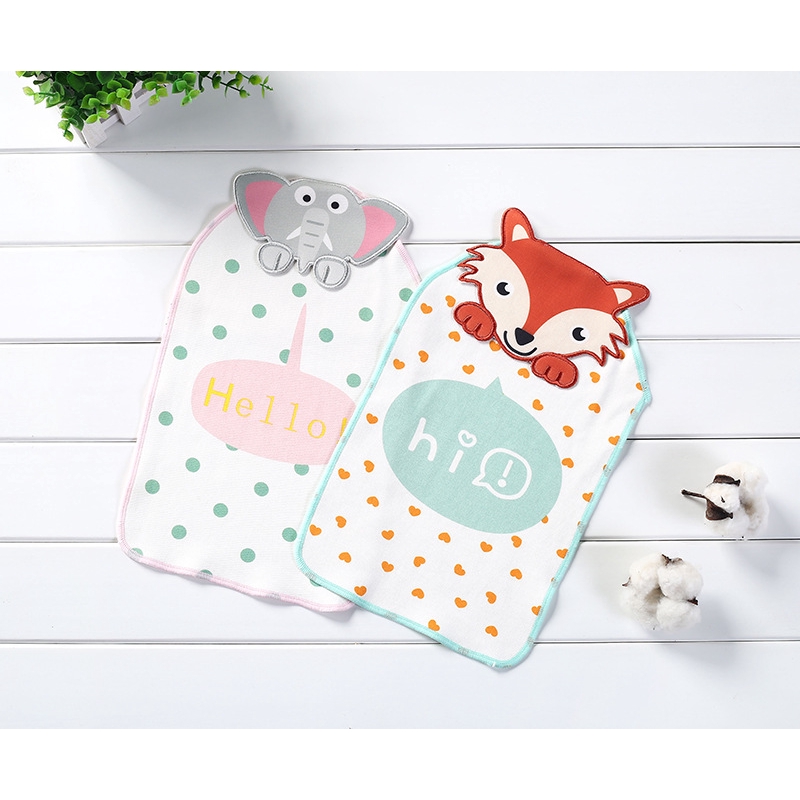 Khăn Lau Mồ Hôi Bằng Cotton In Hoạt Hình Động Vật 3d Dễ Thương Cho Bé