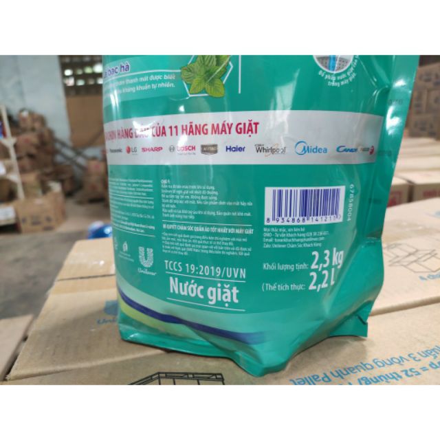 Nước giặt omo matic khử mùi hương chanh yuzu bạc hà túi 2.3 lít