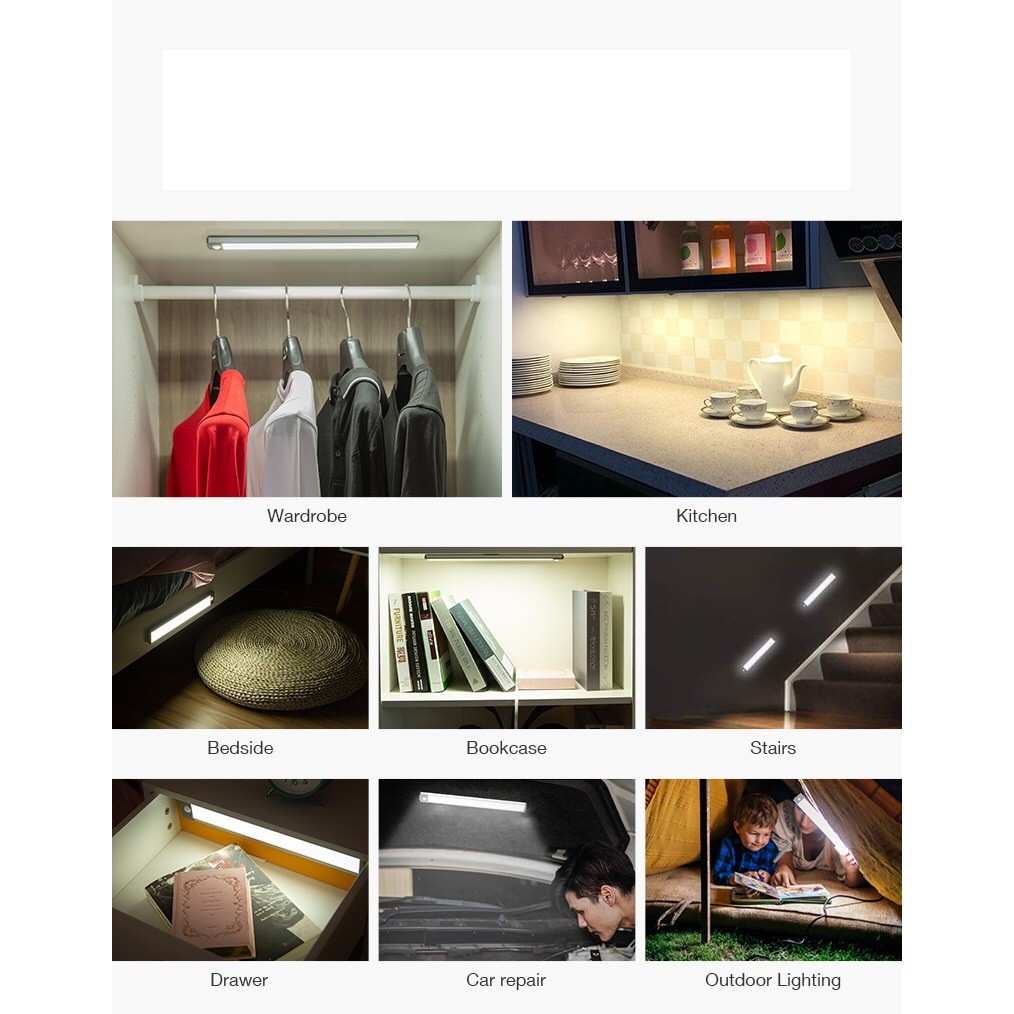 Bộ đèn LED cảm ứng cao cấp tiện dụng gắn tủ quần áo , tủ chén , cầu thang tự động sáng , tích hợp pin sạc. | BigBuy360 - bigbuy360.vn