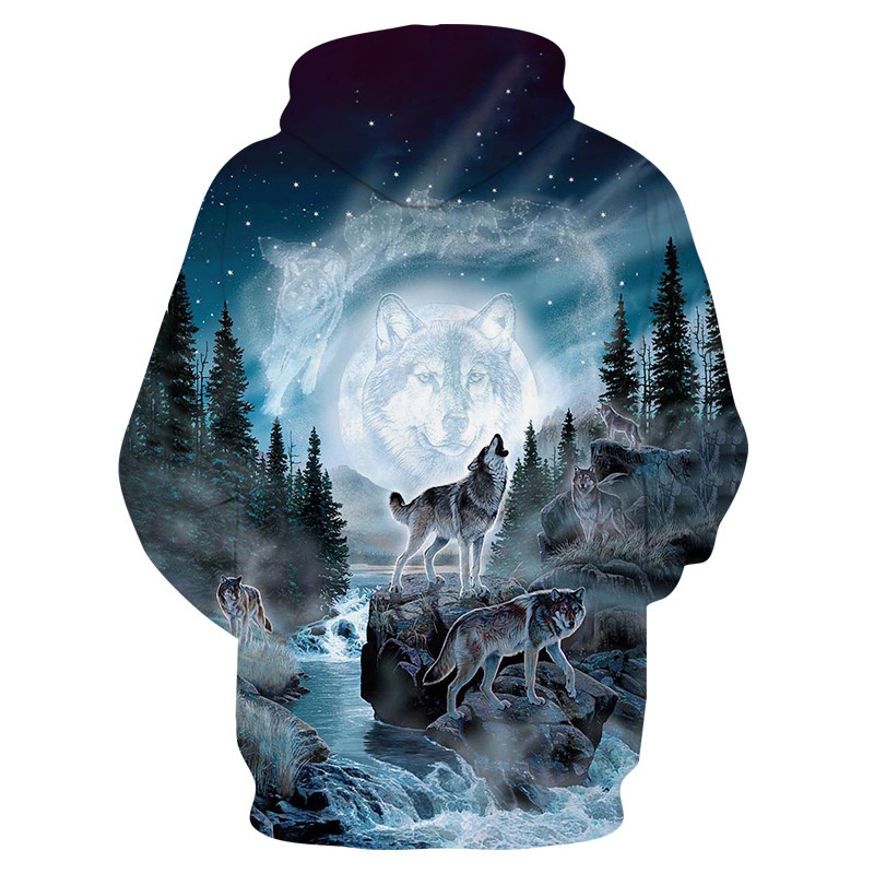 Áo Hoodie In Hình Sói 3D Thời Trang Thu Đông Cho Nam Nữ