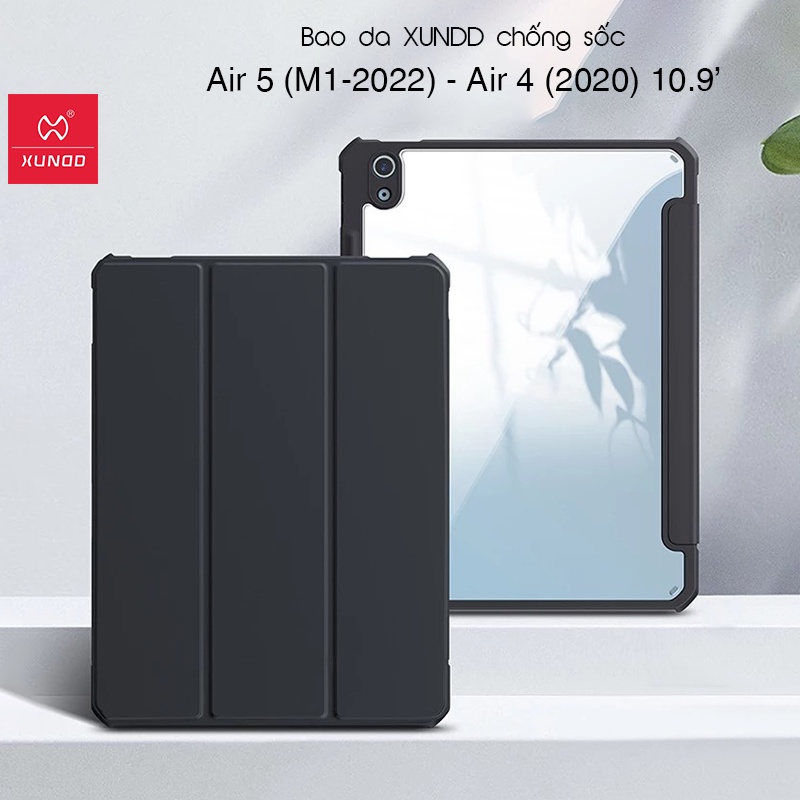 Bao da XUNDD iPad Air 5 / Air 4  10.9 inch  - Có ngăn đựng bút - Đen