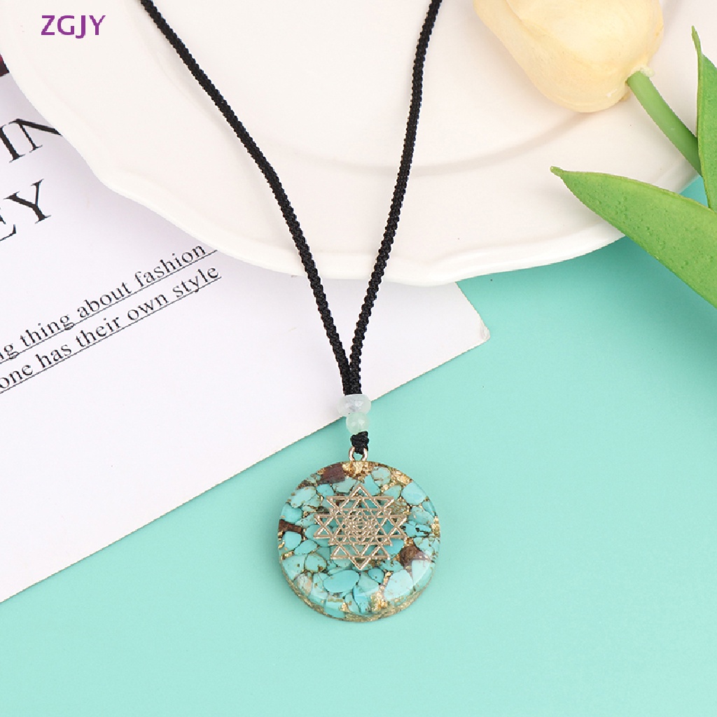 Vòng cổ Mặt Đá Chakra Sacred Sri Yantra Orgonite Mới