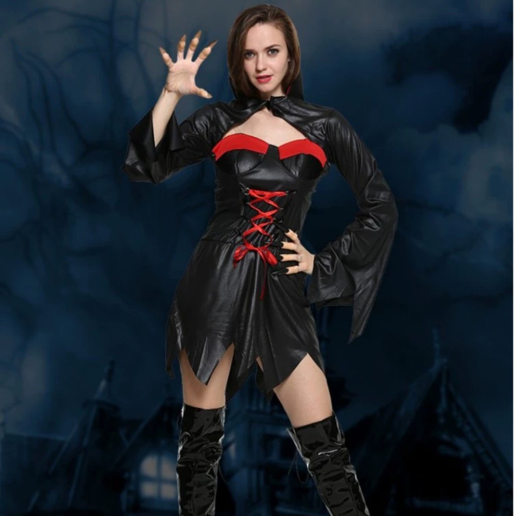 Trang Phục Hóa Trang Halloween Dành Cho Nam và Nữ, Bộ Đồ Hóa Trang Halloween Kinh Dị Hắc Bạch Vô Thường