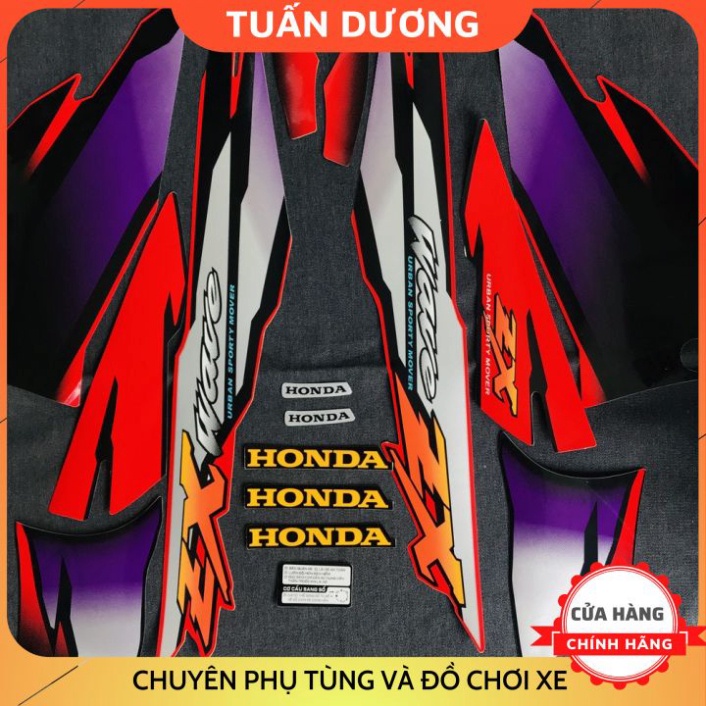 Trọn bộ tem rời dán xe máy 3 lớp Honda Wave ZX màu trắng