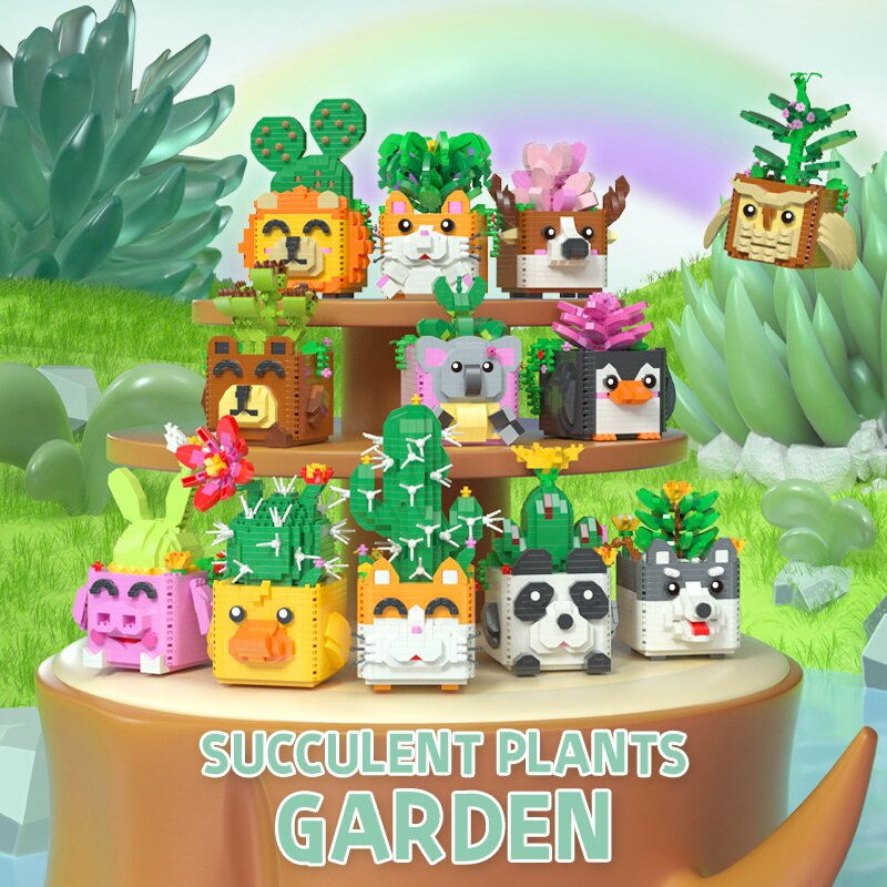 Bộ Đồ Chơi Lắp Ráp Lego Hình Chậu Cây/Hoa/Động Vật Độc Đáo DIY