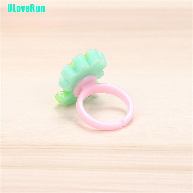 Set 10 Nhẫn Nhựa Họa Tiết Hoạt Hình Dễ Thương Cho Bé