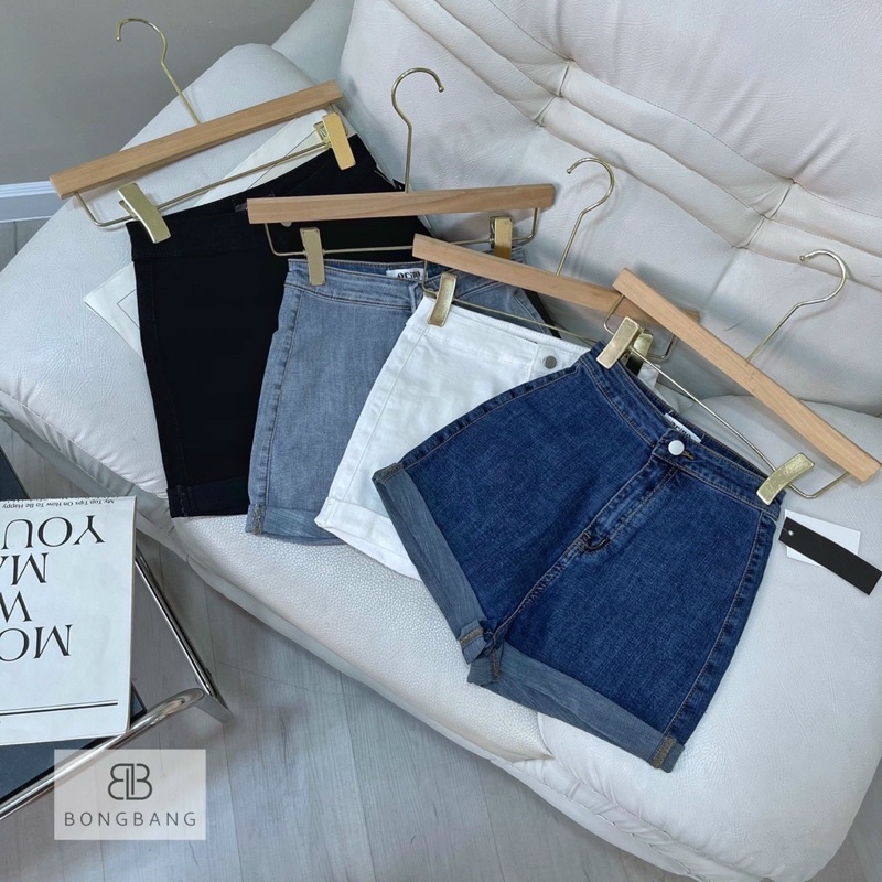 Quần sóc một khuy gấp gấu lưng cao cá tính chất jean co giãn đẹp-Minxy shop | BigBuy360 - bigbuy360.vn