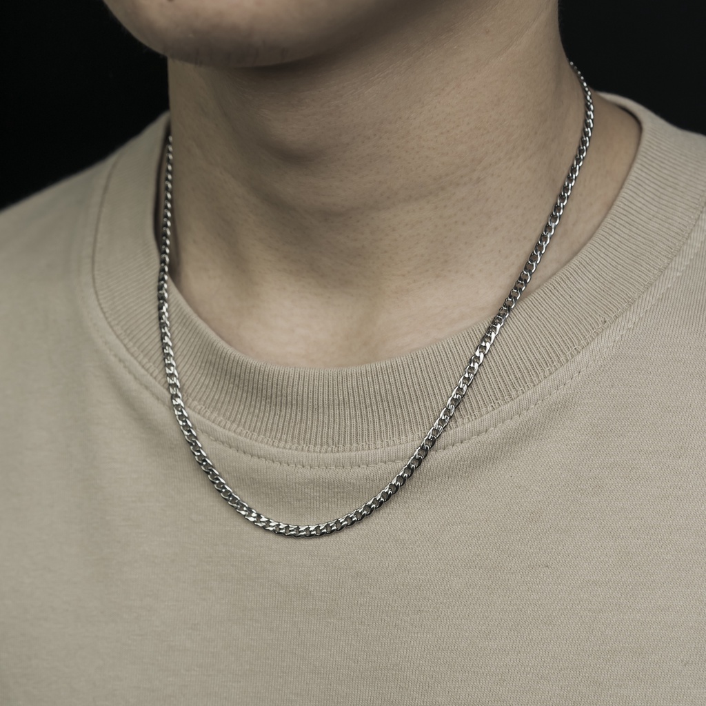 Vòng cổ nam nữ dây chuyền dạng chuỗi trơn thời trang MerinAcessories basic chất liệu titan không gỉ - Vòng Cổ Chuỗi Trơn