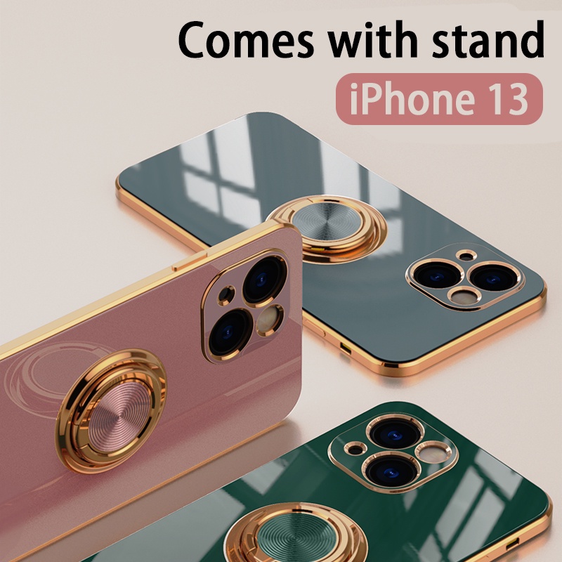 Mạ điện sang trọng 6D iPhone 13 13Pro 13 Pro Max 13mini 12 12 Pro 12 Pro Max 12 mini với vỏ bảo vệ giá đỡ điện thoại di động
