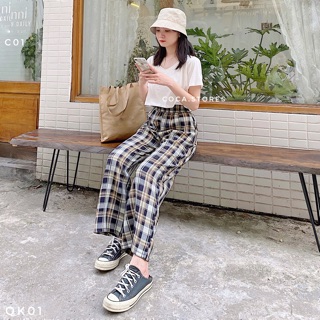 [QK01] Quần suông kẻ caro COCA (Ảnh thật/có sẵn)