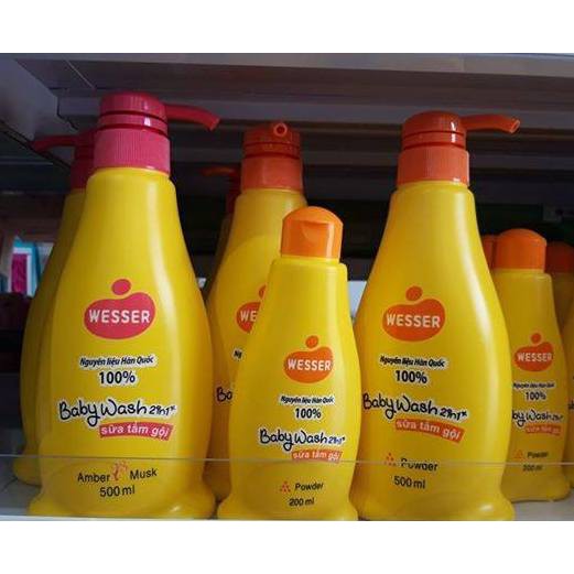 Sữa tắm gội Wesser 200ml - 500ml, 2 trong 1