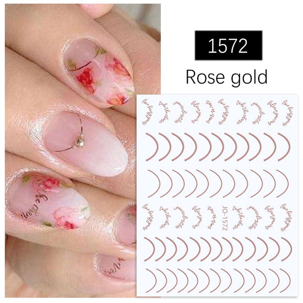 OCEANMAP Miếng Dán Trang Trí Móng Tay Nghệ Thuật Tự Dính Họa Tiết Kẻ Sọc 3D Màu Dạ Quang Dành Cho Nữ