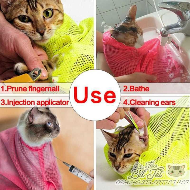 Lưới tắm mèo 🐶🐱FREESHIP🥳 Túi Lưới Đa Năng Spa & Grooming✔️ Tiêm chích✔️ Cắt Móng✔️ Vệ Sinh Tai Mũi Miệng✔️