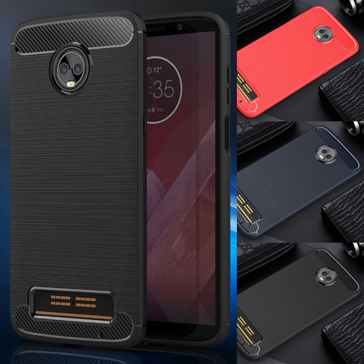 Ốp Điện Thoại Sợi Carbon Mềm Chống Sốc Cho Motorola Moto Z4 Z3 Z2 Play Z2 Force