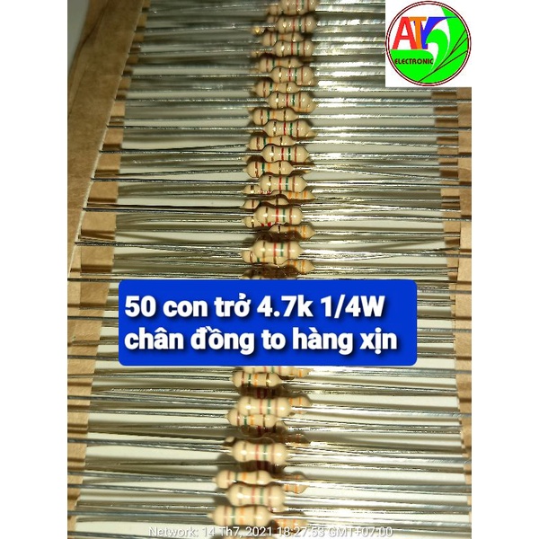 50 điện trở 4.7k 4k7 1/4W xịn