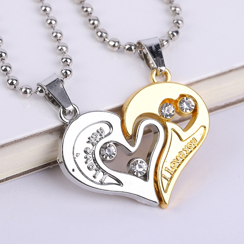 1 Cặp Dây Chuyền Mặt Trái Tim Phong Cách Hàn Quốc Dành Cho Cặp Đôi