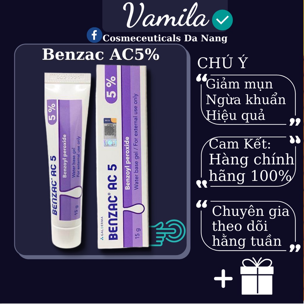 Benzac AC 5% 15g Kem Hỗ Trợ Ngừa Mụn Trứng Cá Hiệu Quả Giảm Thâm Mụn Tốt