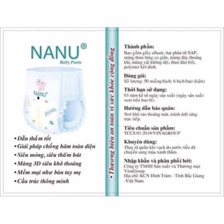 Bỉm quần NANU cao cấp siêu mỏng siêu thấm(size L 50 miếng)