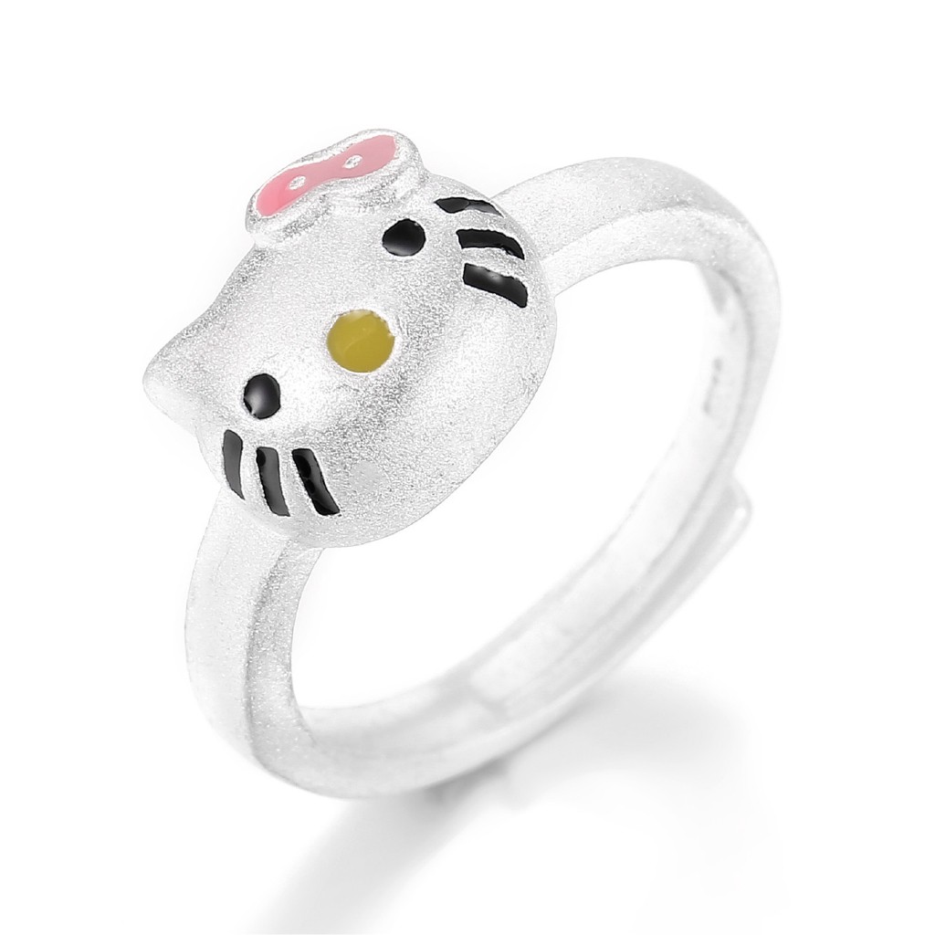 Nhẫn đeo ngón tay dạng mở thiết kế hình Hello Kitty dễ thương thời trang