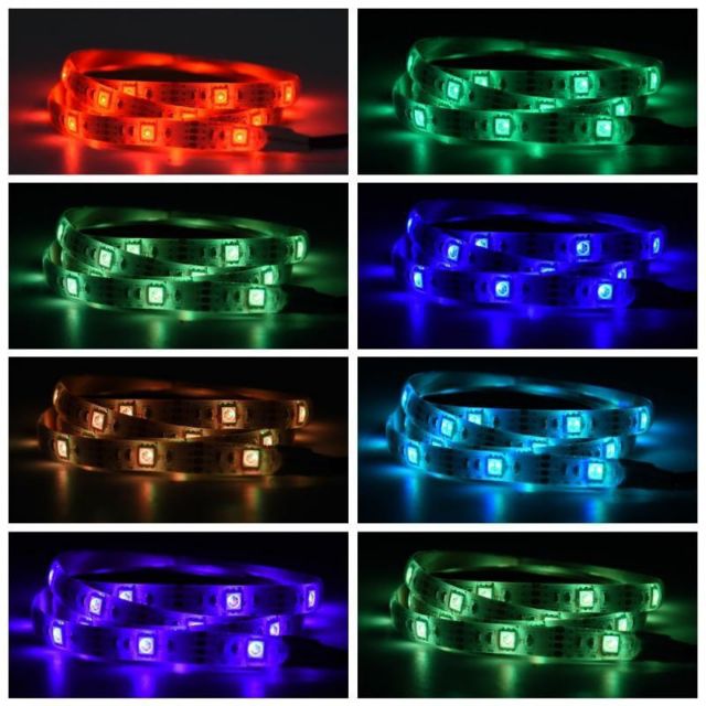 Bộ dây đèn LED RGB 5050 chống thấm nước SMD dùng làm đèn phông nền TV/quán bar kèm khiển
