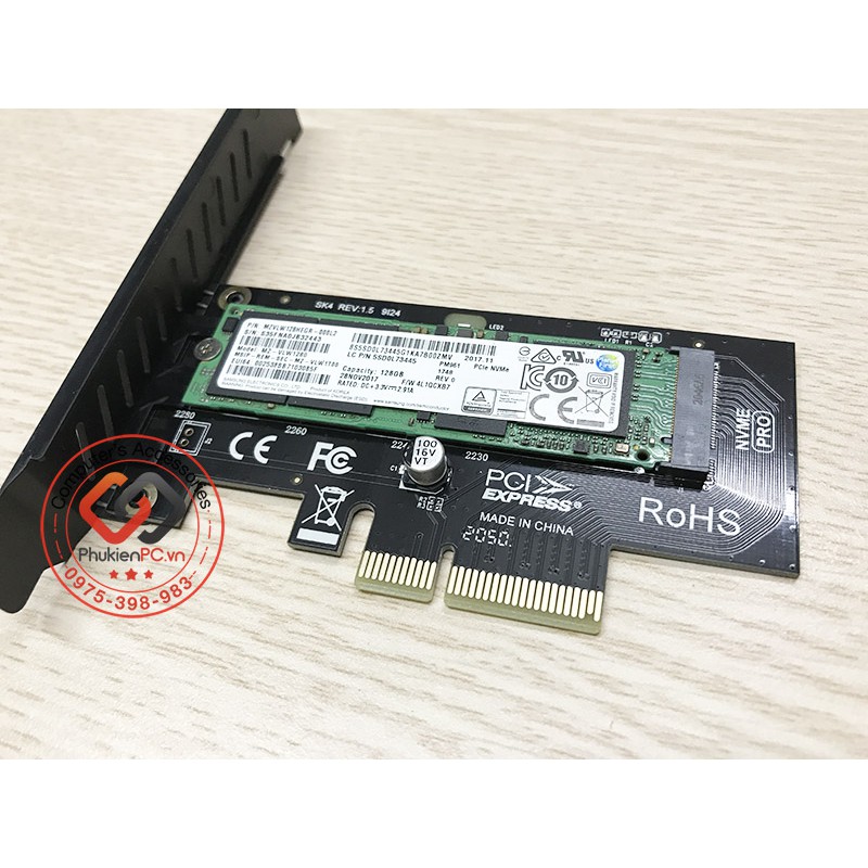 Card lắp SSD M.2 NVMe PCIe 2280 to PCI-E 4X