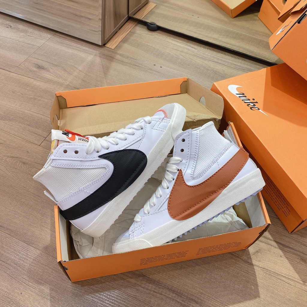[CHÍNH HÃNG] Giày thể thao Sneaker N.I.K.E Blazer Mid ’77 Jumbo ‘Dark Russet’ màu Trắng swoosh Nâu - Code: DD3111-101