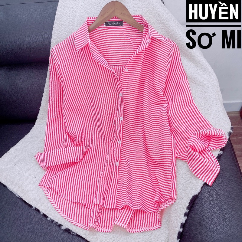 Sơ mi nữ sọc hồng có bigsize đến 95kg