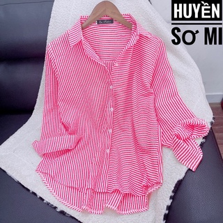 Sơ mi nữ sọc hồng có bigsize đến 95kg