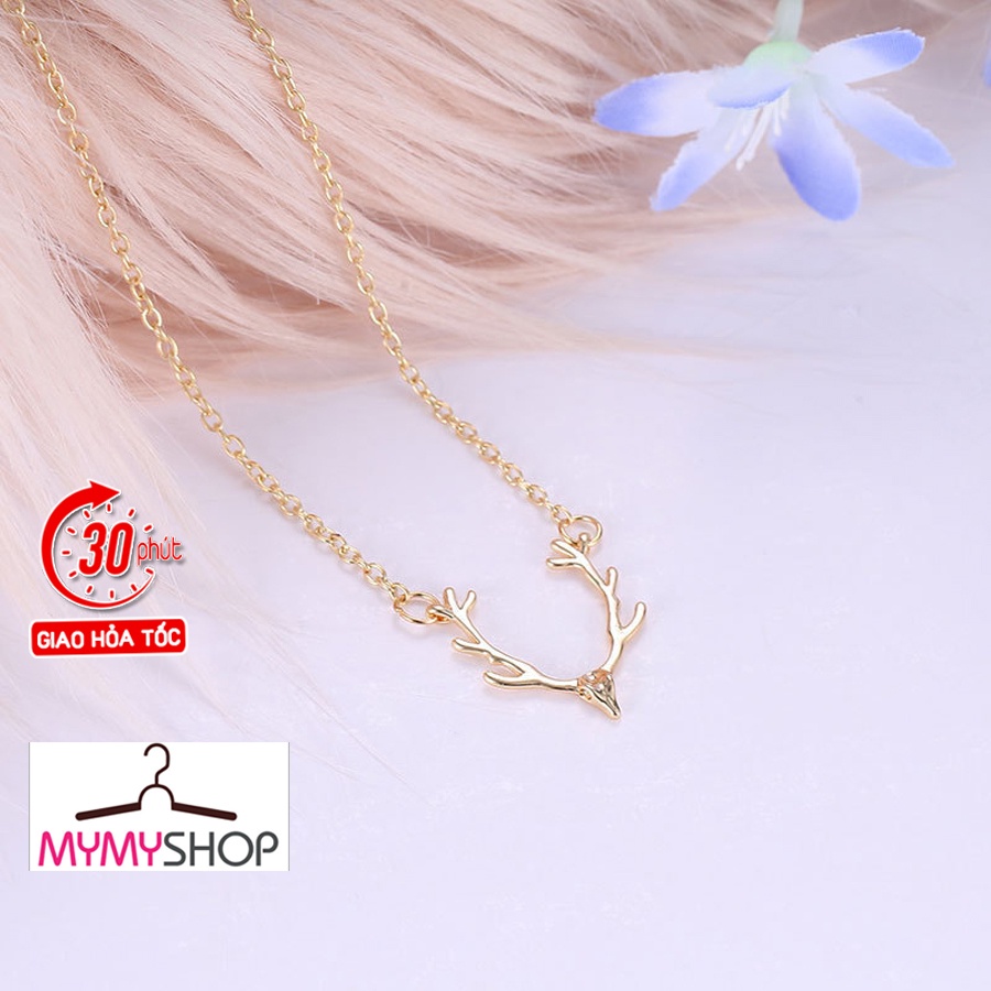 Vòng Cổ Nữ Mặt Hình Sừng Huơu, Dây Chuyền Mạ Vàng/Bạc Phong Cách Thời Trang Nữ