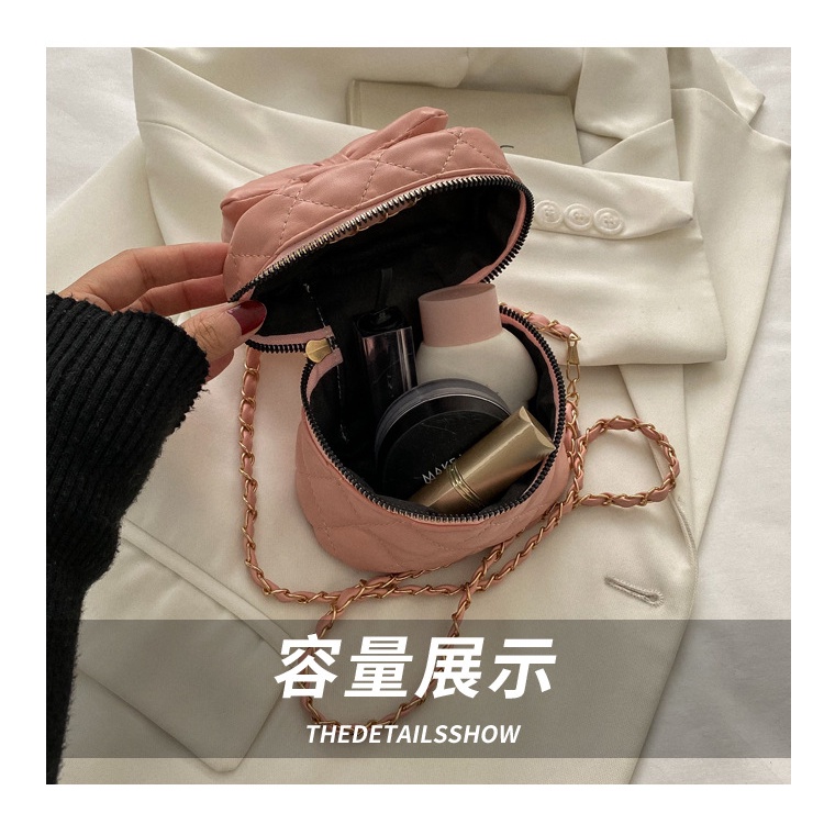 Túi Xách JASMIN NOIR đeo chéo vai hình trụ in họa tiết sọc caro phối nơ hợp thời trang cho nữ