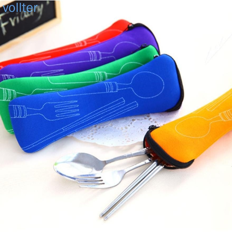 Túi đựng dụng cụ ăn thiết kế dây khóa kéo tiện dụng
