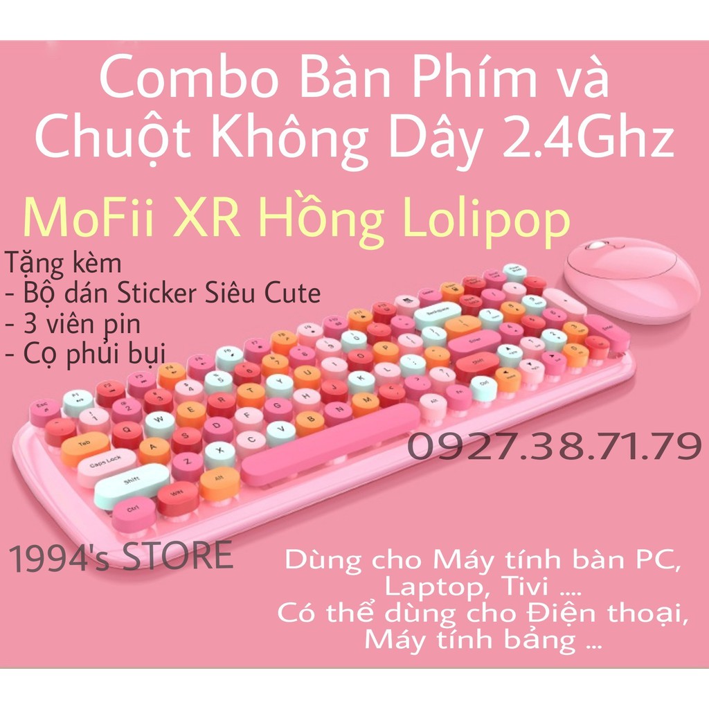 (CÓ SẴN) BỘ COMBO BÀN PHÍM CHUỘT KHÔNG DÂY MOFII CANDY S 84 PHÍM - Tặng kèm Pin, Hình dán Sticker và Cọ phủi bụi