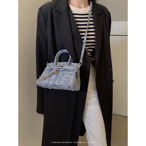 Túi xách 𝐌𝐢𝐨𝐜𝐫𝐚 𝐤𝐨𝐥𝐲 da xước dây xích