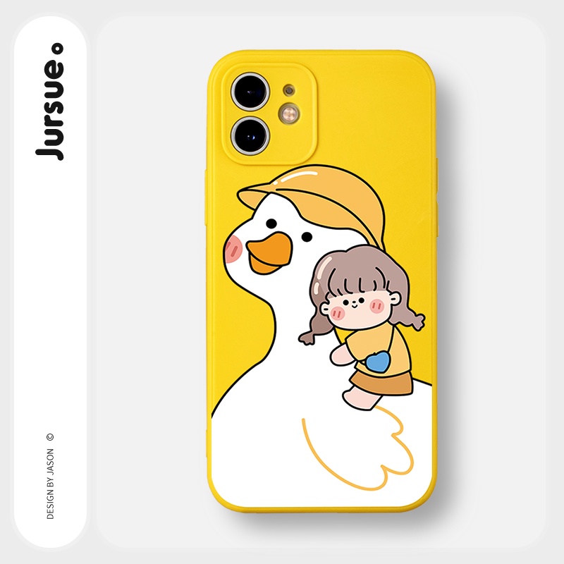 Ốp lưng JURSUE chống bẩn hoạt hình dễ thương đẹp cho iPhone 13 12 11 Pro Max SE 2020 X XR XS ip 8 7 6 6S Plus kute Y263