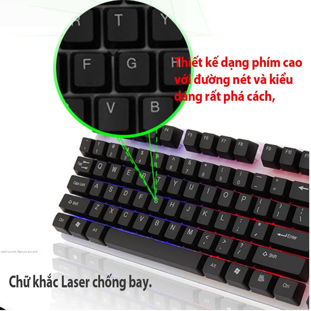 Bàn phím game Bosston K310/G808 LED 7 màu (Đen-Trắng)